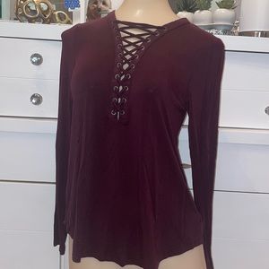 Criss cross laced long sleeve tee